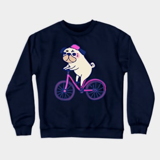 Pug Bicycle Dog Lover Puppy Crewneck Sweatshirt